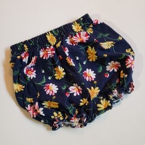 Vintage girls navy floral bloomers, ruffled diaper cover toddler girl